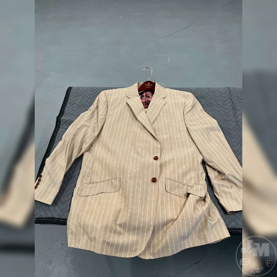 CUSTOM TAILORED SUIT TOM JAMES HOLLAND SHERRY BROWN/WHITE AMERICAN FLAG