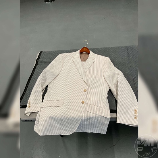 CUSTOM TAILORED SUIT TOM JAMES HOLLAND & SHERRY WHITE BROWN