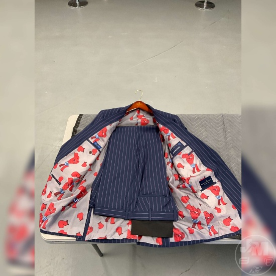 CUSTOM TAILORED SUIT TOM JAMES HOLLAND SHERRY BLUE/GREY BOXING ELAPHANT