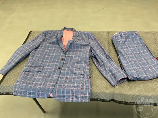 CUSTOM TAILORED SUIT BY TOM JAMES HOLLAND & SHERRY BLUE/PINK