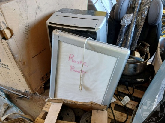 PALLET OF LIGHTED SIGN DE HUMIDIFIER BOX OF FREE WEIGHTS