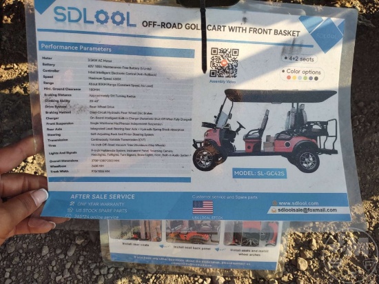 UNUSED 2026 SDLOOL SL-GC42S SN: JK-YYGEF42S260690 6-SEATER GOLF CART
