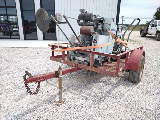 RED STEEL SINGLE AXLE STEEL FLOOR TRAILER 5’...... X 7’......9”......,
