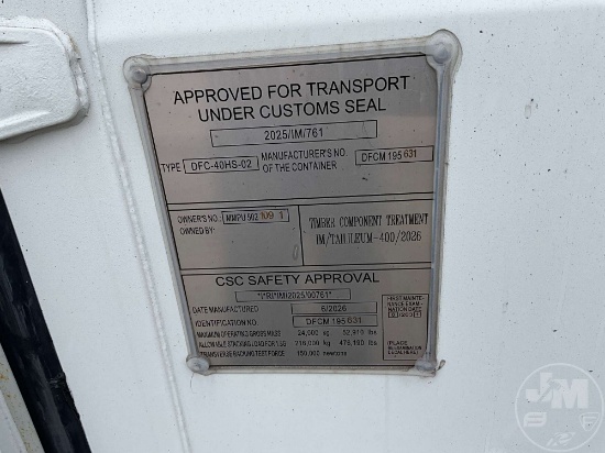 2026 Ctn 40' Container Sn: Mmpu5021091