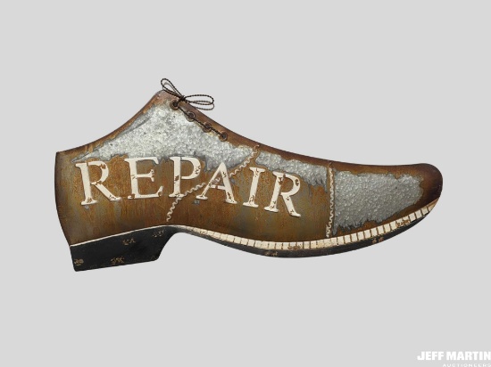 SHOE REPAIR TIN SIGN, 18" X 39"