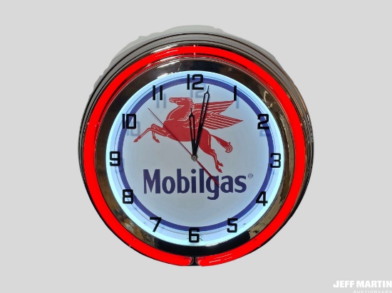 MOBILGAS NEON CLOCK, 19"