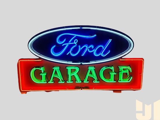 FORD GARAGE TIN NEON SIGN, 72" X 37", NEW NEON