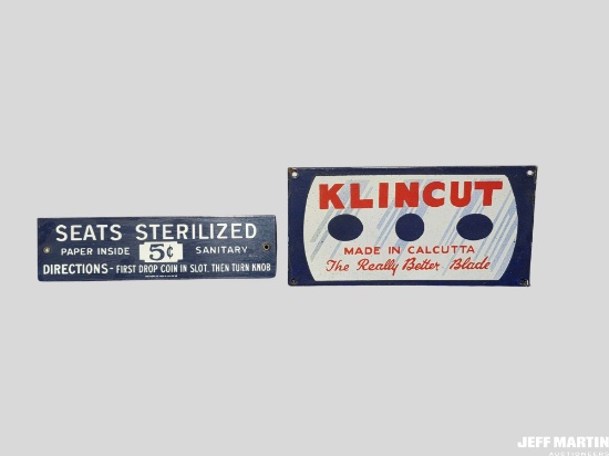 SEATS STERILIZED SIGN, 12" X 4" AND KLINCUT SIGN, 12"