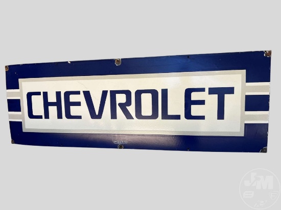 CHEVROLET SINGLE-SIDED PORCELAIN AND ENAMEL DEALERSHIP SIGN, MEASURING APPROXIMATELY 60”......