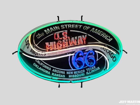 ROUTE 66 NEON SIGN, 36" X 25"