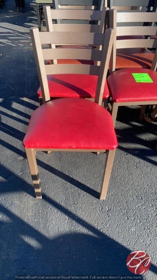 Plymold Metal Frame Red Padded Chairs