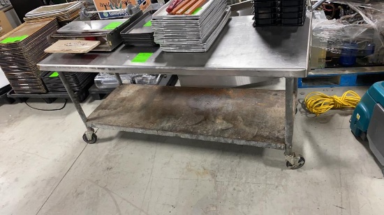 Stainless Steel Table W/ Casters 72"x30"x34"