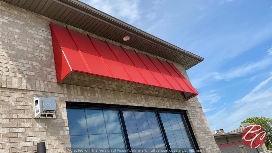 Metal Red Canopy 14ft (Left Side Of Building)