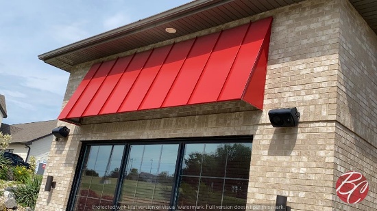 Metal Red Canopy 14ft (Right Side Of Building)
