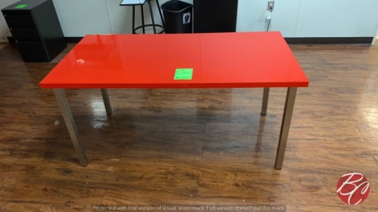 Plastic Red Top W/ Stainless Legs 59x29-1/2x29