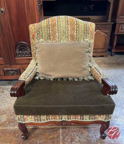 NEW Indonesia Hand Carved Padded King Chair 36"