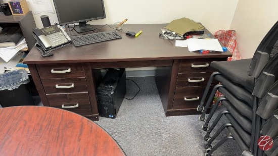 Wood Office Desk W/ Drawers Approx: 65-1/2"