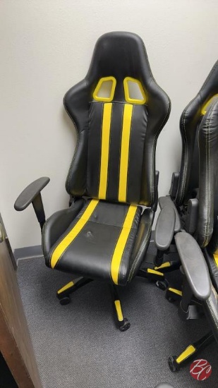 Leather Black/Yellow Gaming Chair W/ Casters