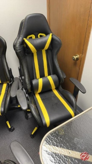 Leather Black/Yellow Gaming Chair W/ Casters