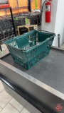 Plastic Green Shopping Baskets W/ Black Handles