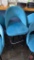 Metal Frame Swival Blue Padded Bucket Bar Stools