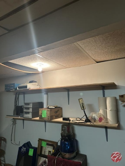 DJ Lighting & Contents of Upper Shelving