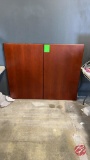 Walnut Finish Wood 2-Door Dry & Erase Board 60
