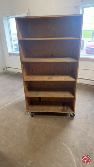 Wooden Shelving Unit On Casters