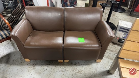 Faux Brown Leather Couch Approx: 4ft