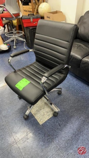 Chrome Frame Leather Black Office Chair W/ Casters
