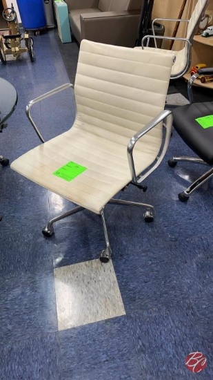 Chrome Frame Leather White Office Chair W/ Casters