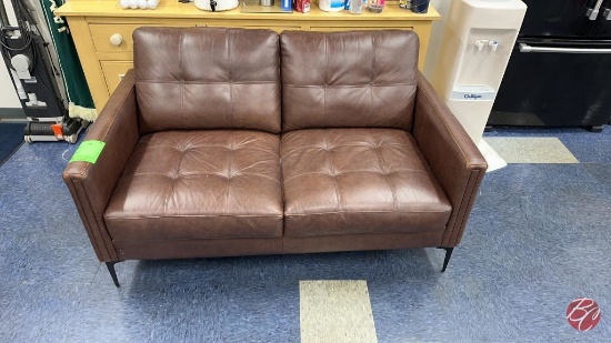 Leather Brown Padded 2-Person Couch 60"