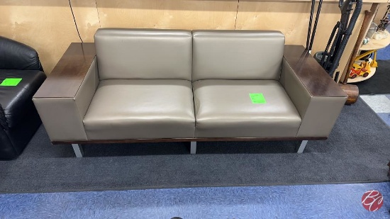 Faux Leather Gray Padded 2-Person Couch 81"