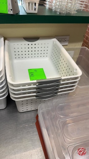Plastic White Baskets W/ Handles