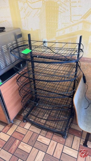 Metal Black Wire Multi-Deck Chip Rack W/ Casters