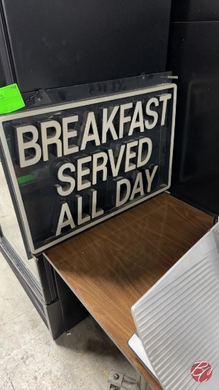 "Breakfast Served All Day" Lighted Sign