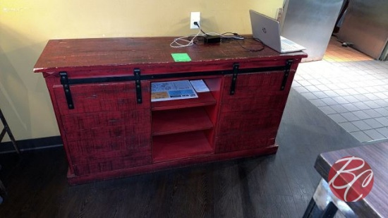 Custom Burn Red Sliding Barn Door Cabinet 65"