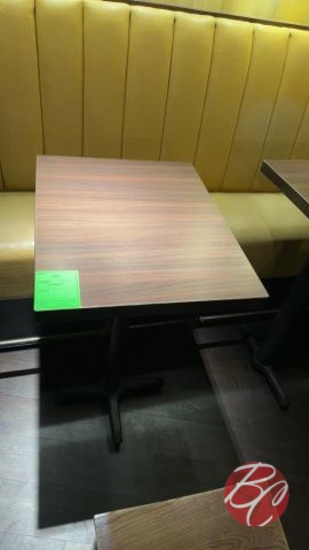 Dark Wood Rectangle High Top Table W/ Sinlge Base