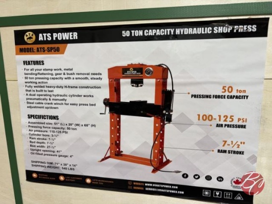 ATS Power 50 Ton Capacity Hydraulic Shop (New)