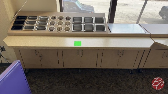 Wood Portable Condiment Counter W/Understorage 86"