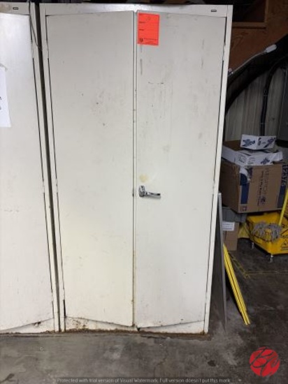 Metal 2-Door Cabinet & Miscellaneous Contents