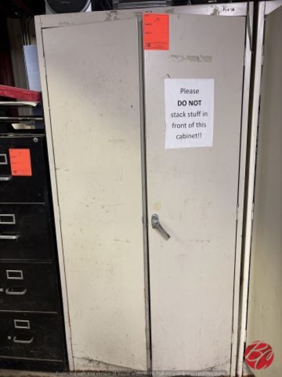 Metal 2-Door Cabinet & Miscellaneous Contents