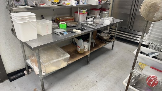 Stainless Steel Table W/ Backsplash Approx: 96"
