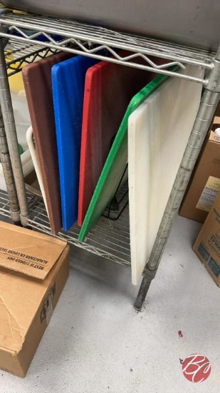 (6) Poly Cutting Boards (1) Holder