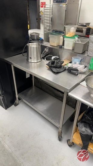 All Stainless Steel Worktop Table W/ Casters 48"
