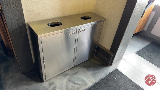 Stainless Steel 2-Trash Receptacle Approx: 46"x14"