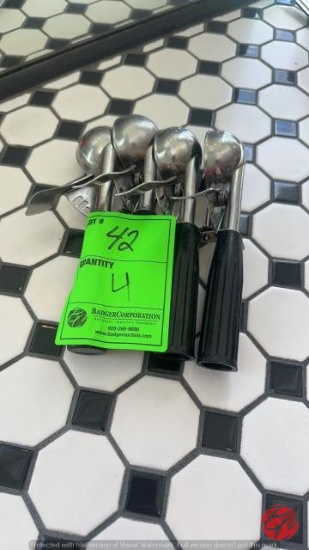 Stainless Portion Scoops W/ Rubber Handles