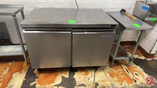 Norpole Stainless 2-Door Worktop Cooler W/ Casters