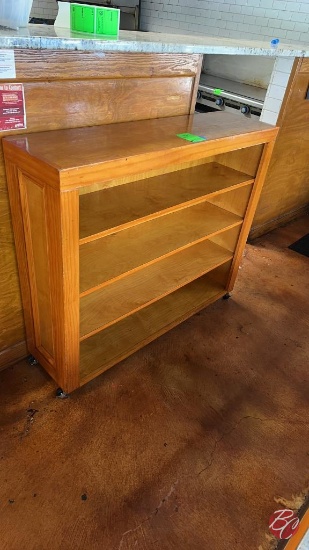 Wood Multi-Deck Narrow Cabinet W/ Casters