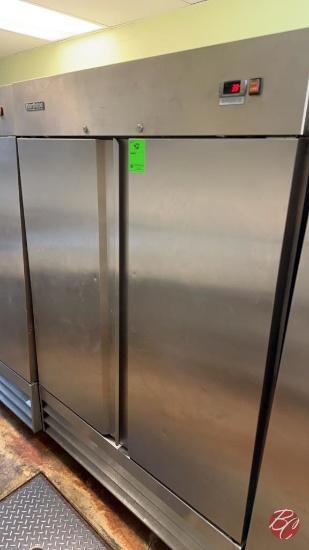 Norpole NP2R Stainless 2-Door Cooler W/ Casters